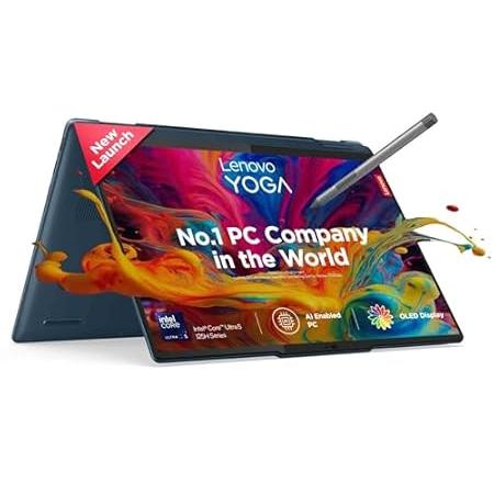 Lenovo Yoga 7 Intel Evo Core Ultra 5 125H Built in-AI 14"(35.5cm) WUXGA OLED 400Nits 2-in-1 Laptop (16GB/512GB SSD/Win 11/MSO 21/100% DCI-P3/3 Mon. Game Pass/Tidal Teal/1.5Kg), 83DJ00AKIN